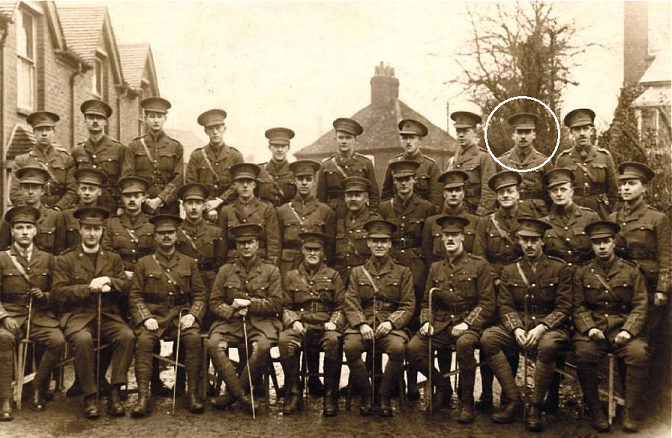 Butterworth, circled, with other Durham Light Infantry officers May 1915